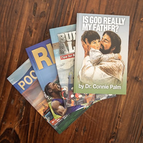 Gospel Publishing Mission Books on a table
