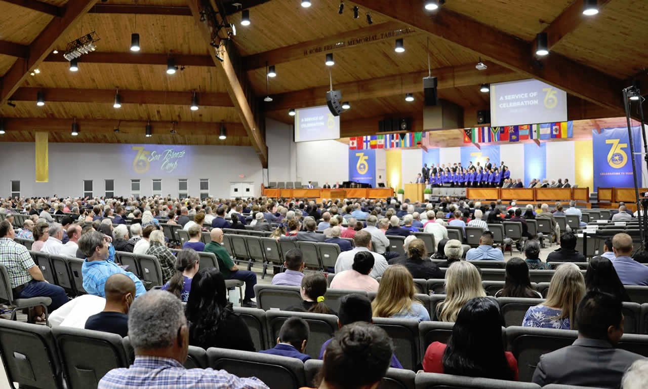 Photo of people at a church service.